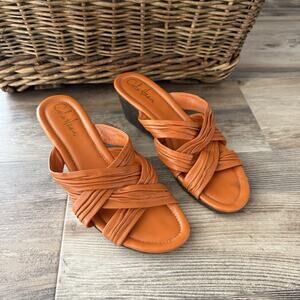 Cole Haan Orange Leather Slide Sandals with Air Soles Size 8B